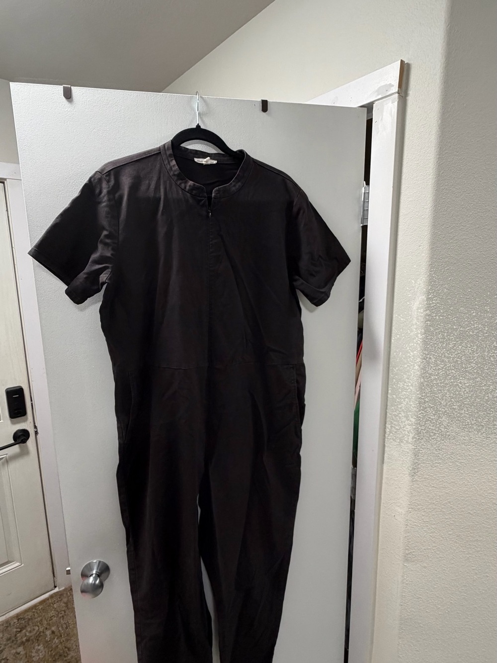 Eileen Fisher Black Short-Sleeve Zip-Front Jumpsuit